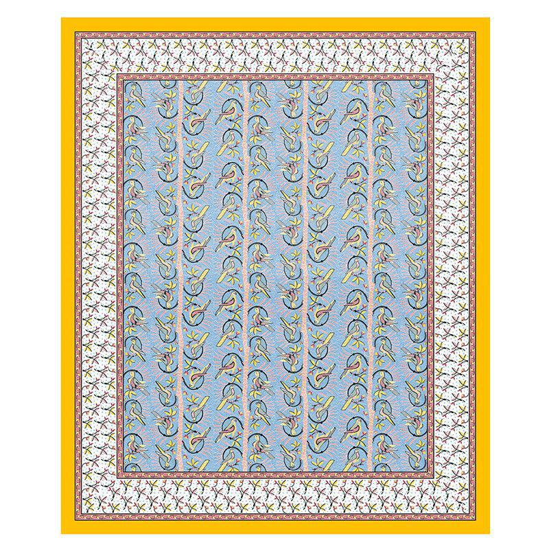 Tara Tranquility Ethnic Cotton Bedsheet (Blue & Yellow) - 150 TC media 4