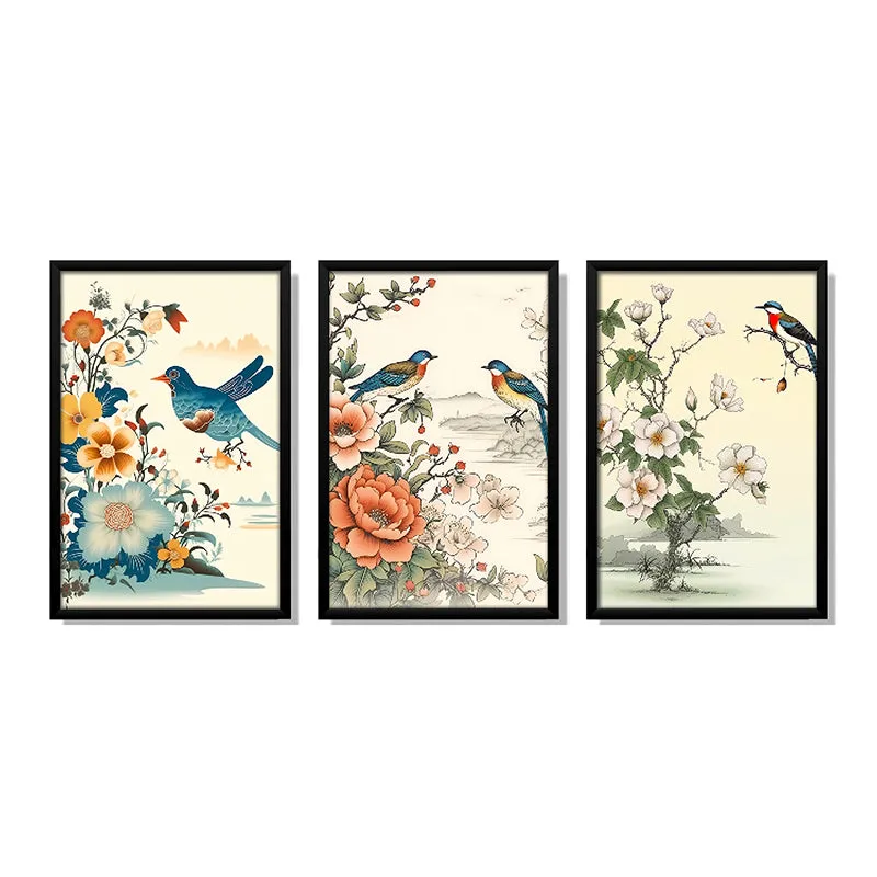 Whimsical Songbirds Wall Art With Frame - Set Of Three media 3