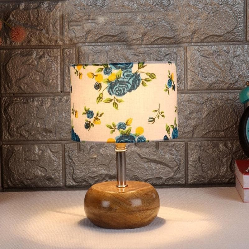 Blue Floral Fabric Table Lamp - Multicolor