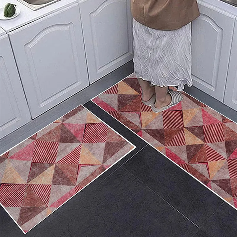 PatternShift Polyester Kitchen Floor Mats (Red) - Set of Two media 5