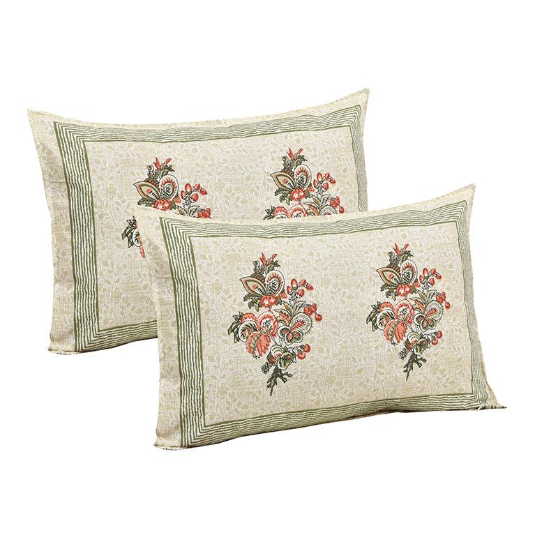 Gaja Floral Cotton Bedsheet (Ivory,Peach) - 180 TC media 4