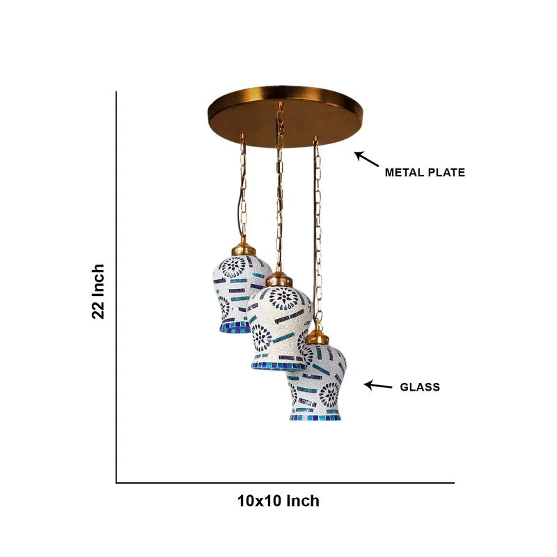 Coloraura Glow Glass Ceiling Lamp - White & Blue media 6