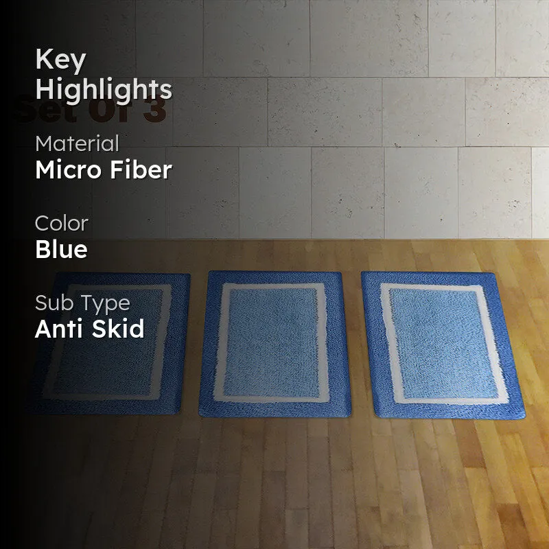 Luxe Anti Skid Bath Mat (Light Blue) - Set Of Three media 2
