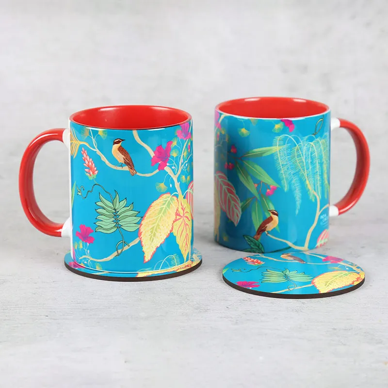 India Circus Songbird Ceramic Mug With Coaster (325 mL Each) - Four Piece Set media 3