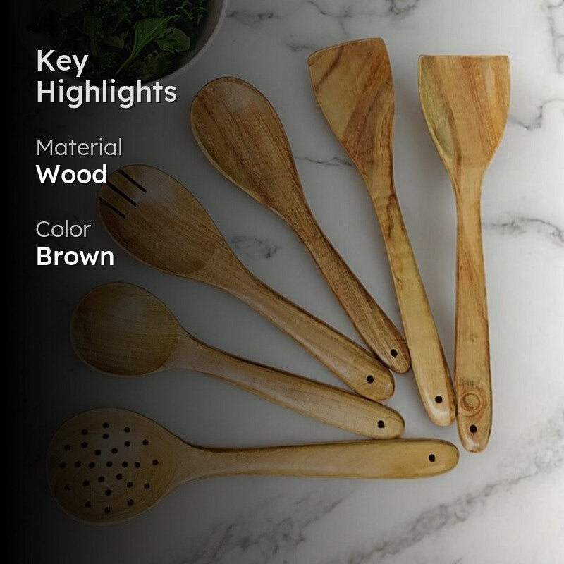 Rusticra Need Wood Serving Spoon - Six Piece Set media 2