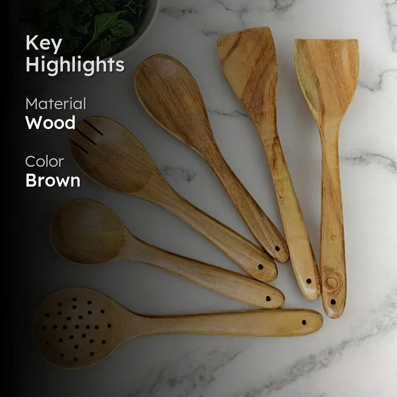 Rusticra Need Wood Serving Spoon - Six Piece Set media 2