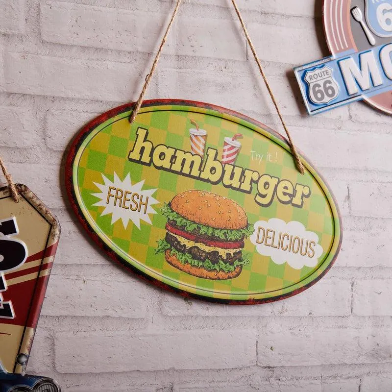 Fresh & Delicious Hamburger Metal Wall Accent media 1