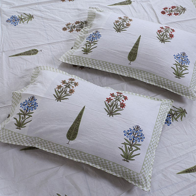 WhiteBloom Handblock Printed Cotton Bedsheet (Brown) - 400 TC media 3