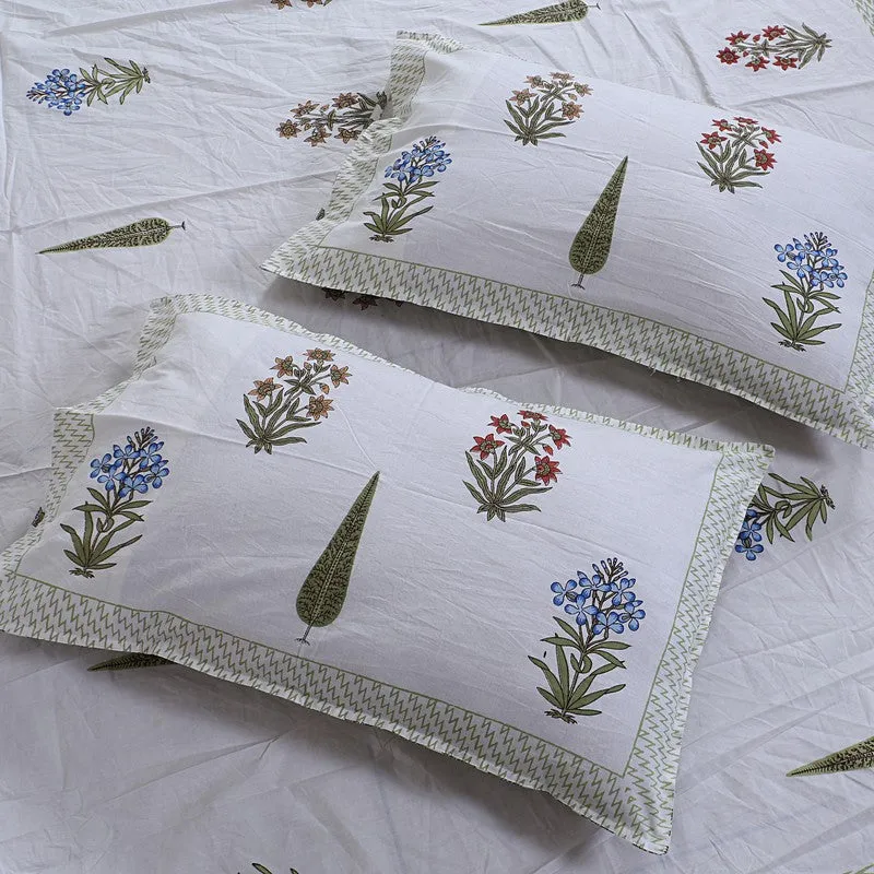 WhiteBloom Handblock Printed Cotton Bedsheet (Brown) - 400 TC media 3