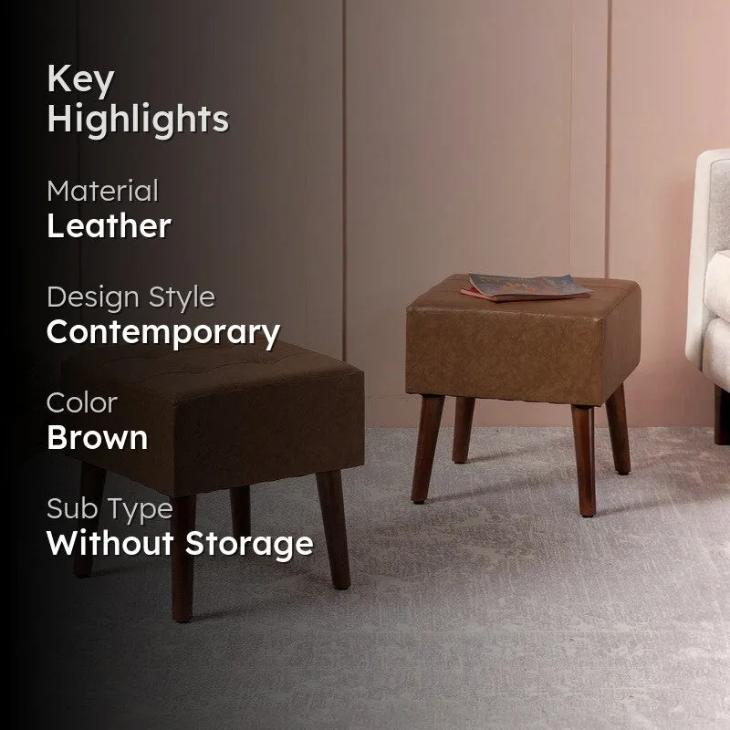 Solid Frame Ottoman (Brown) - Set Of Two media 2