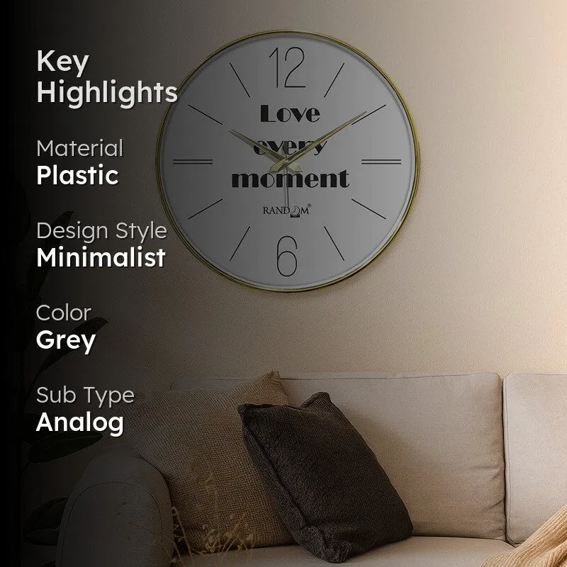 Love Every Moment Round Analog Wall Clock - Grey media 2
