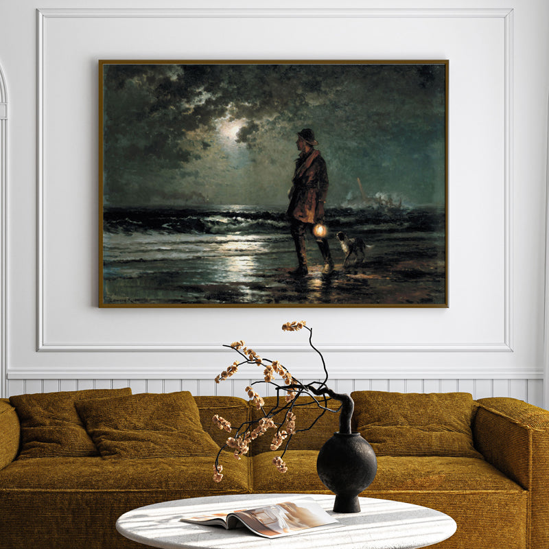 Moonlit Nights Wood Wall Art With Frame - Black