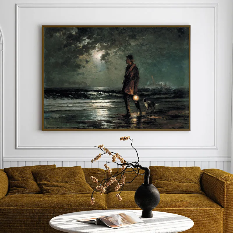 Moonlit Nights Wood Wall Art With Frame - Black media 1