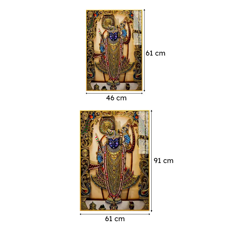 Mukunda Hare Spiritual Canvas Wall Art With Frame - Gold media 8