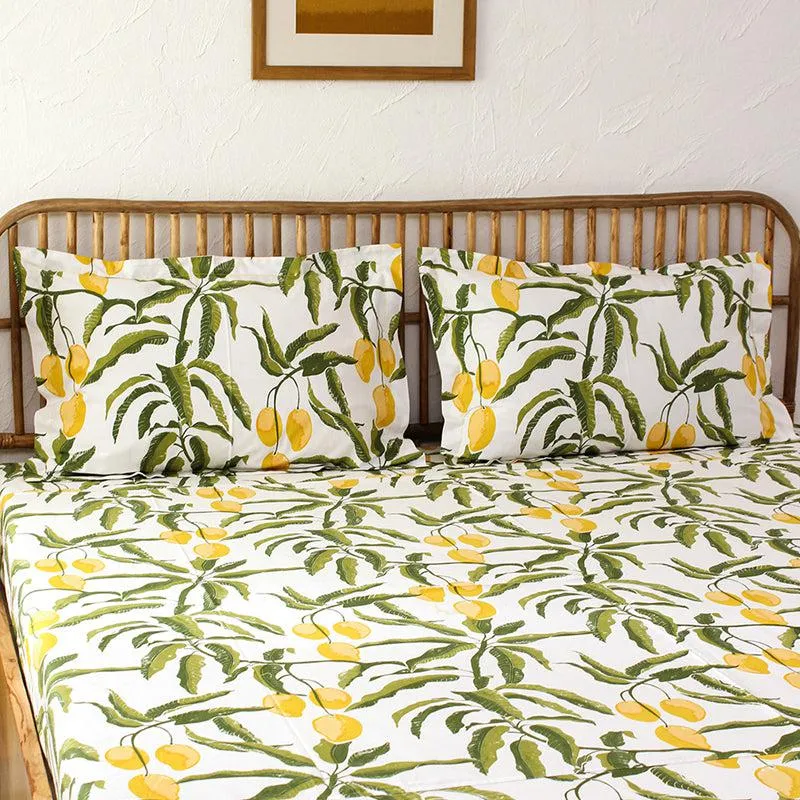 Amra Mango Cotton Bedsheet (Yellow) - 180 TC media 1