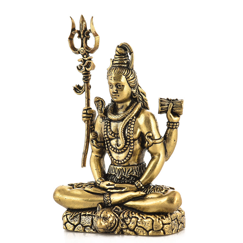 Blessed Bholenath Brass Idol - Gold media 4