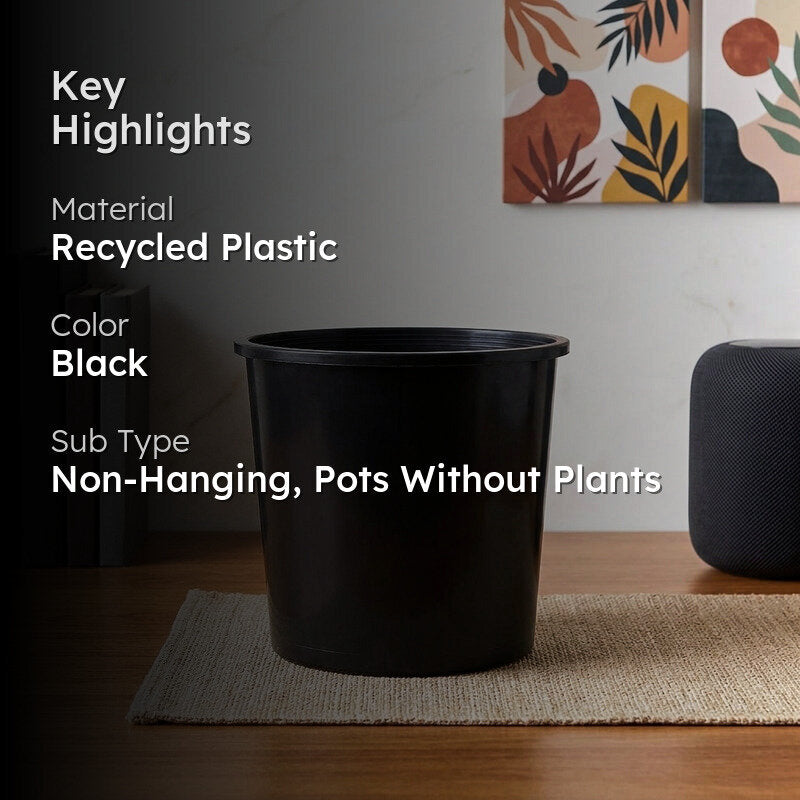 Ugaoo UV Treated Black Plastic Pot (25 CM) - Set Of Six media 2