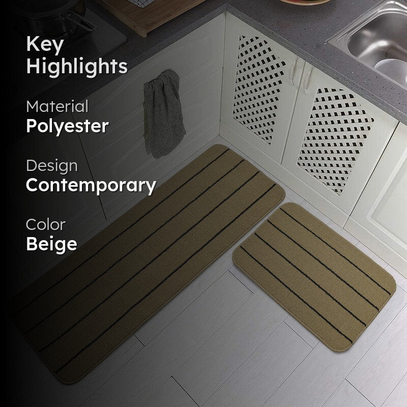 CozyLines Kitchen Floor Mats (Beige,Black) - Set of Two media 2