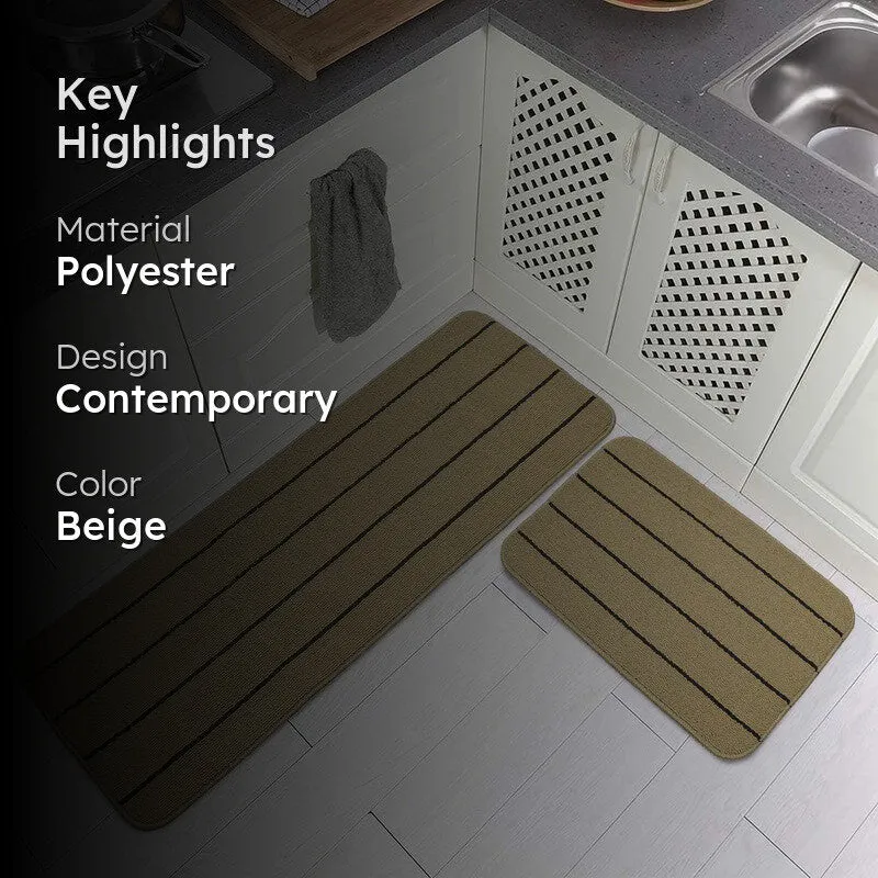 CozyLines Kitchen Floor Mats (Beige,Black) - Set of Two media 2