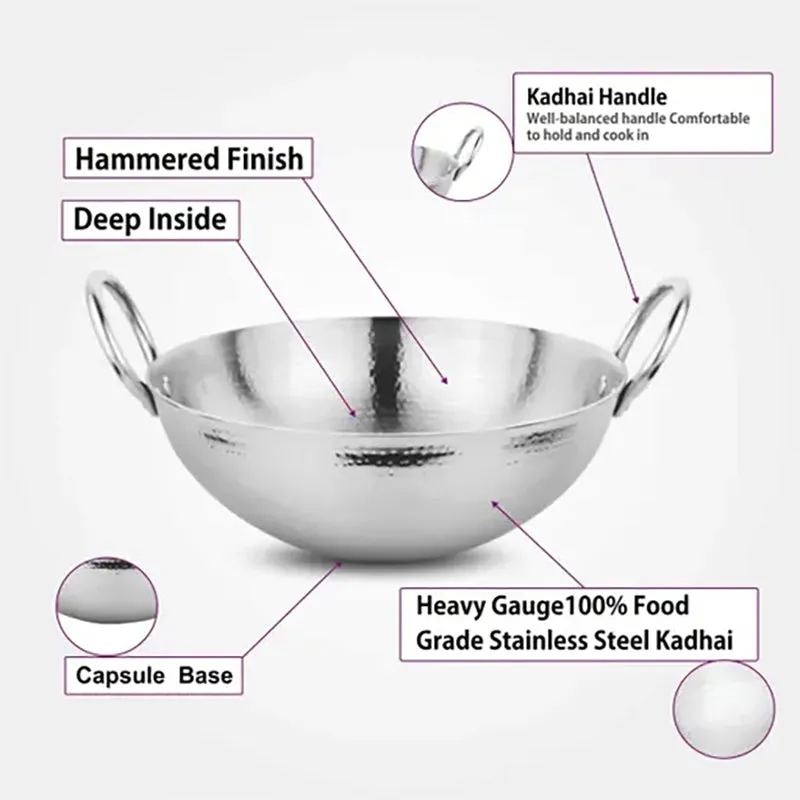 Vintage Hammered Kadhai - 3200 mL / 10 Inches media 7