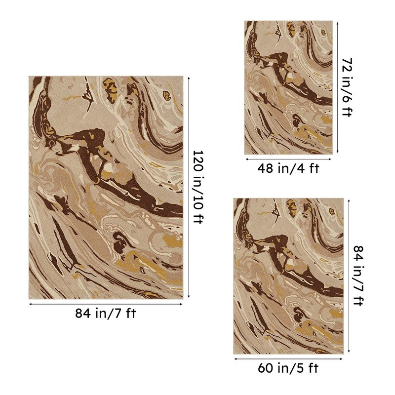 Ala Hand Tufted Abstract Wool & Nylon Carpet - Beige & Brown media 14