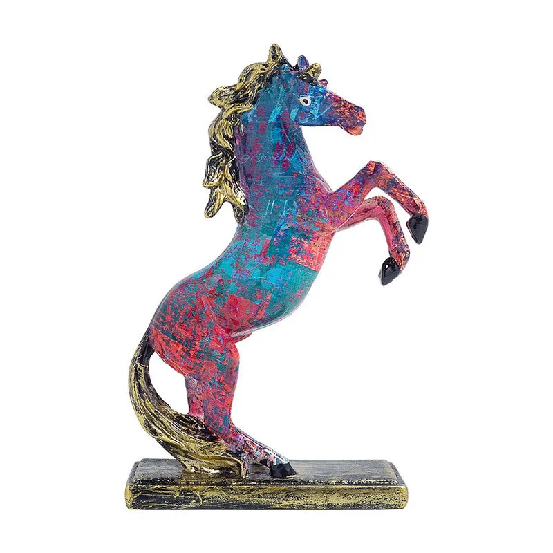 Colorful Rearing Horse Showpiece- Blue,Pink media 4