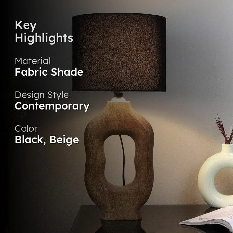 Bisara Myna Fabric Table Lamp - Black,Beige media 2