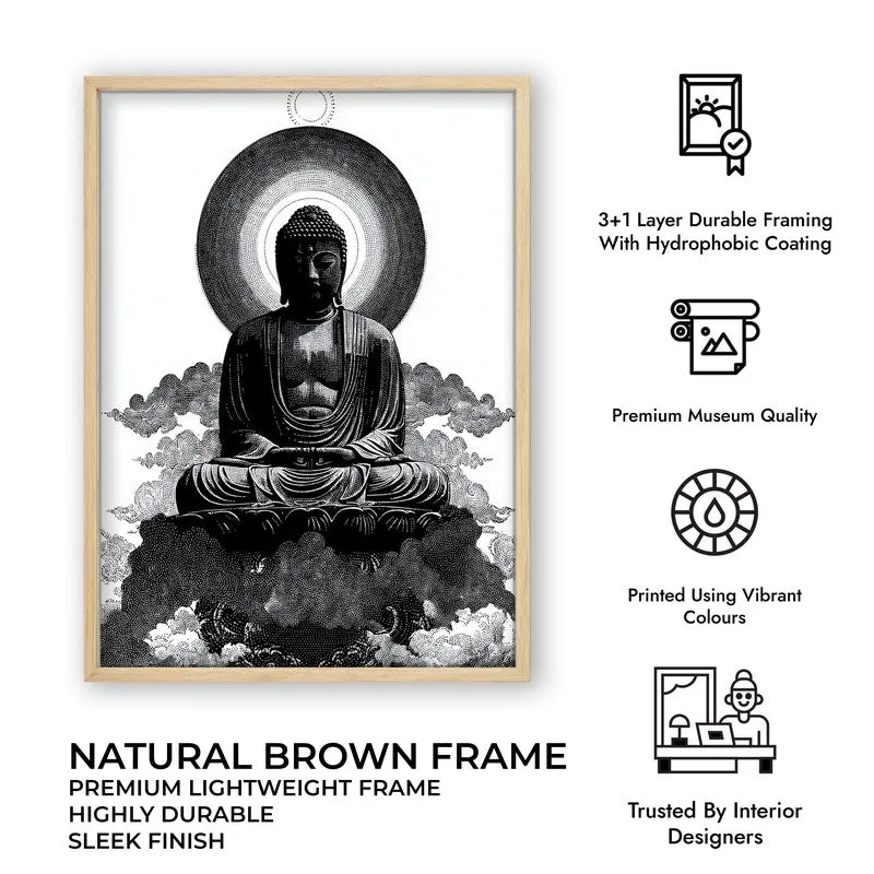 Buddha of Inner Stillness Wall Painting With Brown Frame media 9