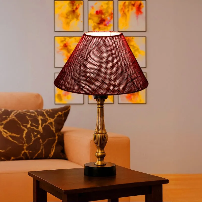 Aurelo Nivo Wooden Table Lamp - Maroon media 3