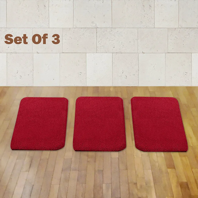 Lois Anti Skid Bath Mat (Red) - Set Of Three media 1