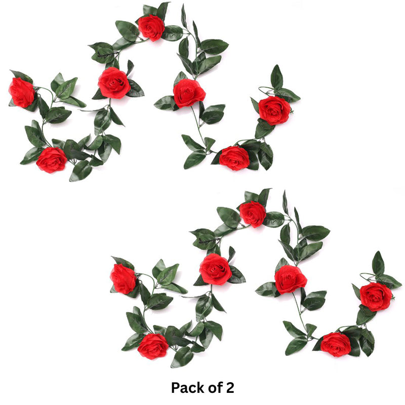 Fiora Artificial Rose Creeper (Red)  Set of Two media 4