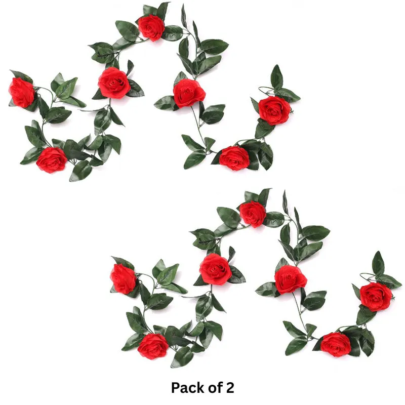 Fiora Artificial Rose Creeper (Red) Set of Two media 4