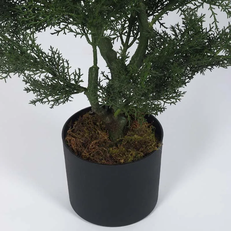 Faux Lush Cypress Spiral Topiary Plant With Black Plastic Pot - 3.0 Feet media 6