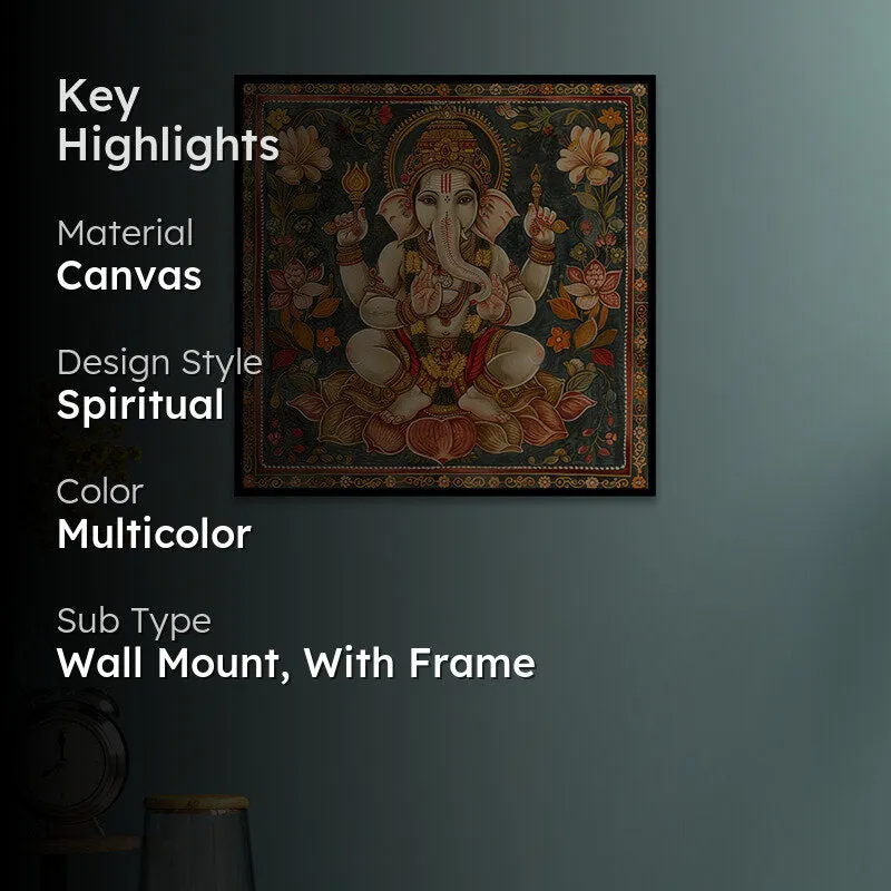 Regal Ganapati Canvas Wall Art With Frame media 2