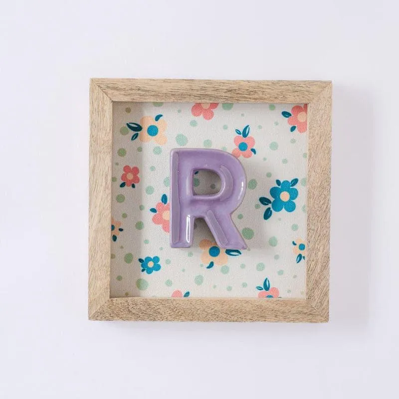 (R) Mini Mottled Mono Ceramic & Wooden Wall Accent - Purple media 1