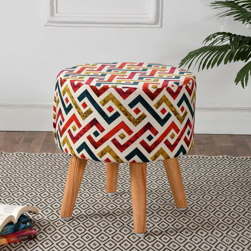 Ripple Zigzag-print Velvet Ottoman - Multicolor media 1