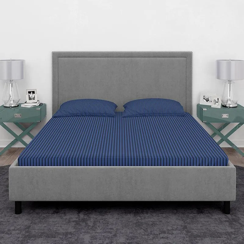 Chic Lines Geometric Cotton Bedsheet (Blue) - 210 TC media 3