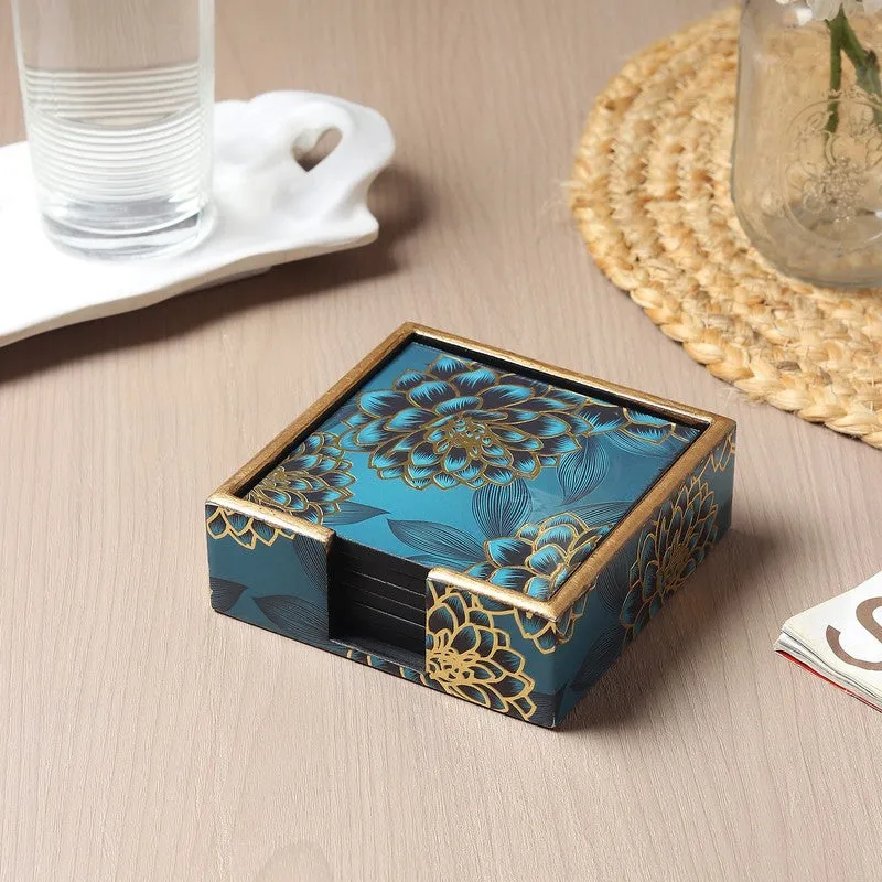 Deshira Wooden Coaster with Stand - Seven Piece Set media 1