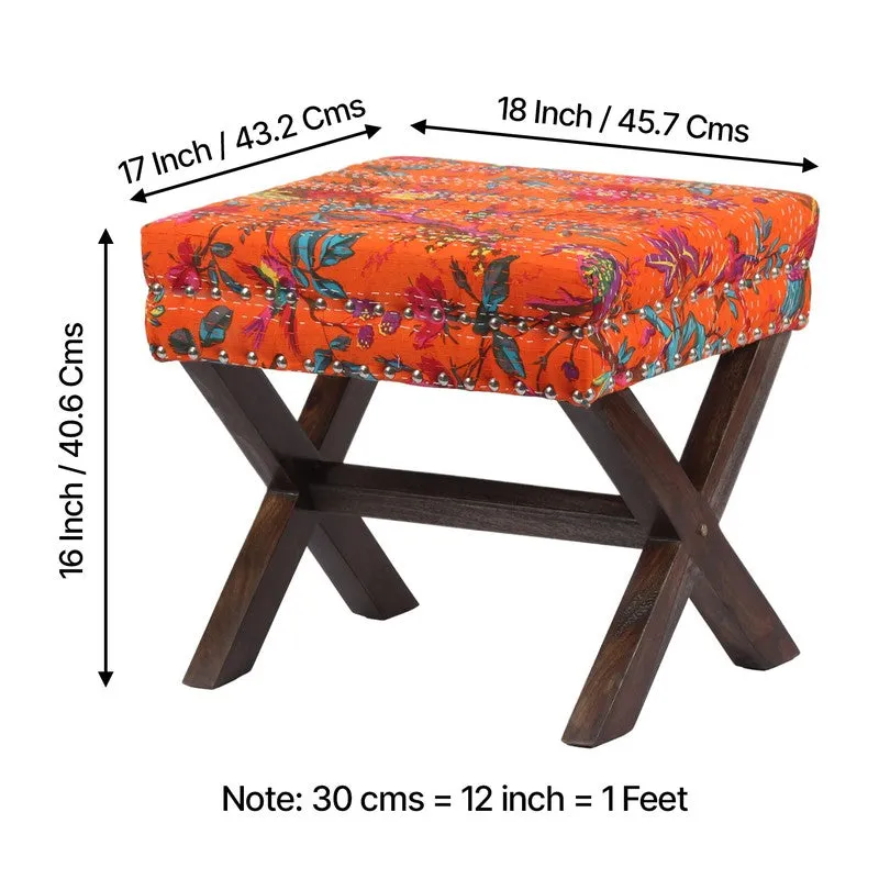 Jirox Sheesham Wooden Stools (Orange) - Set Of Two media 10