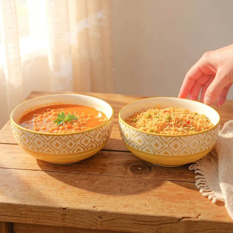 Amora Gold Ceramic Serving Bowls (1500 mL) - Set Of Two media 4
