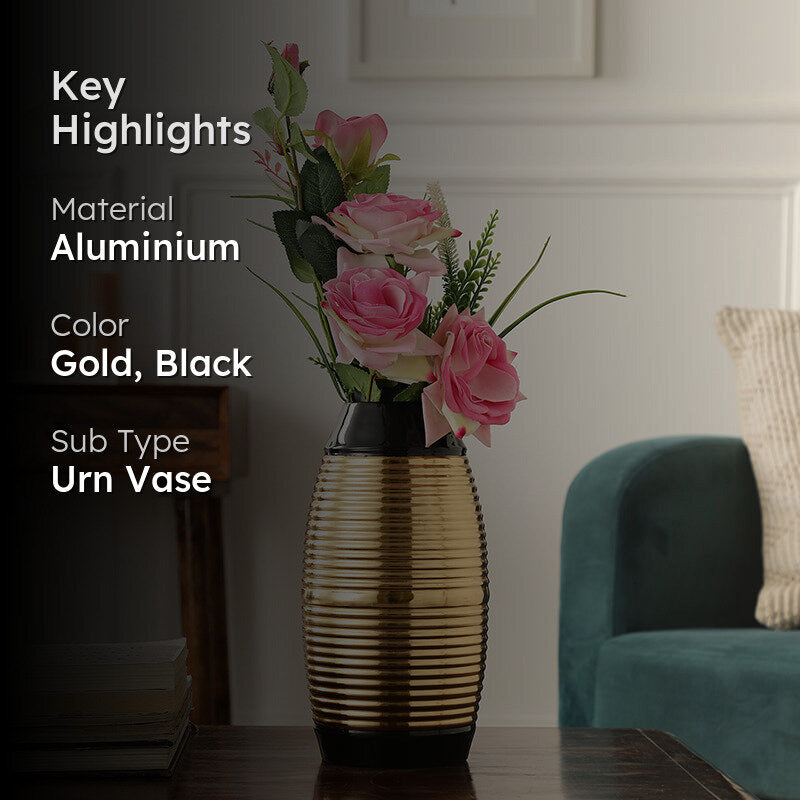 Malva Aluminium Vase - Gold & Black media 2