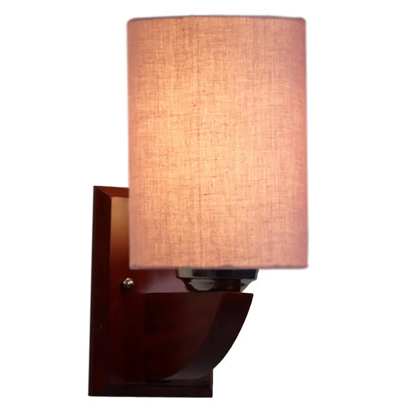Shell Pink Cylindrical Wooden Wall Lamp media 4