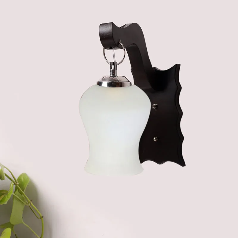Delphi Glass & Wooden Wall Lamp media 3
