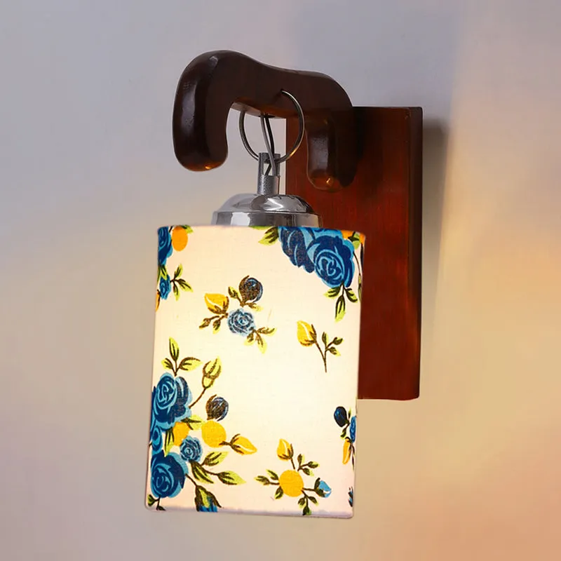 Klarion Printed Wooden Wall Lamp - Blue media 4