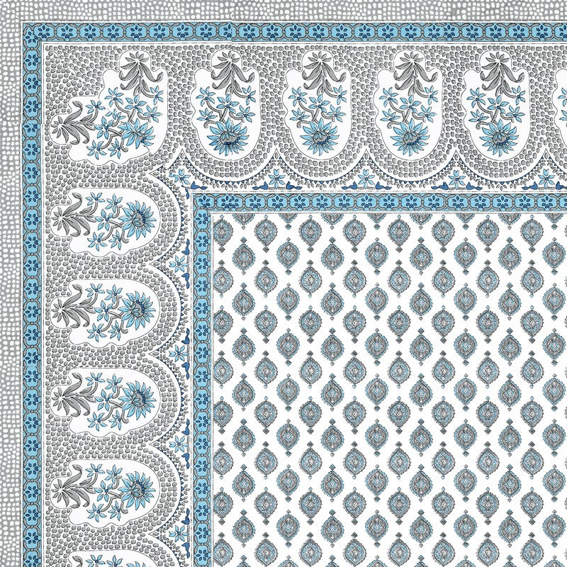 OvoFloro Handblock Printed Cotton Bedsheet (Blue) - 400 TC media 6