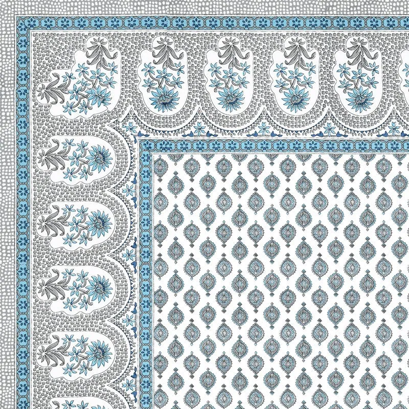 OvoFloro Handblock Printed Cotton Bedsheet (Blue) - 400 TC media 6