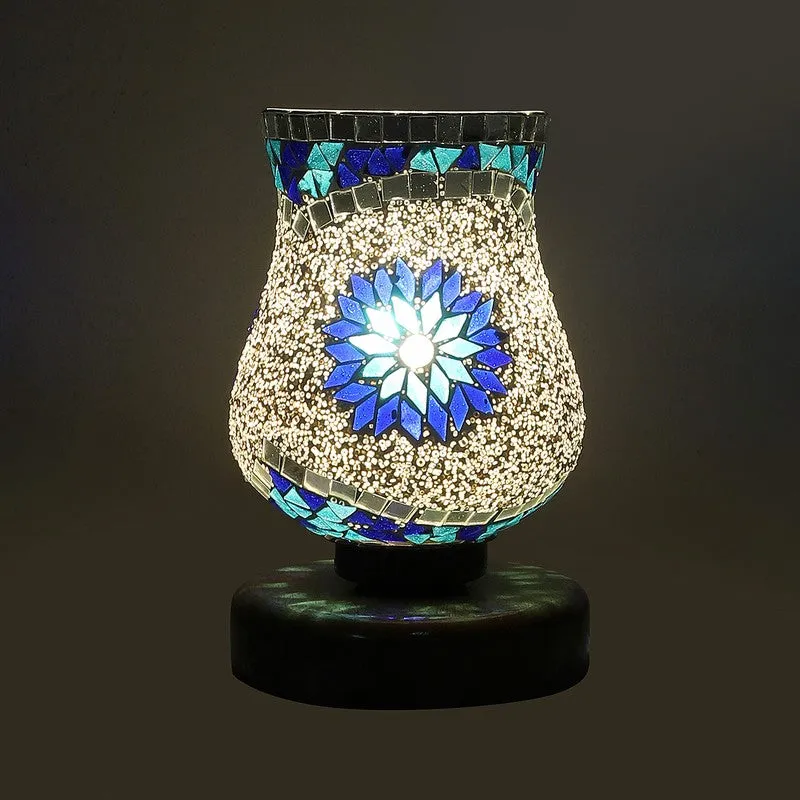 Lumiris Mosaic Glass Table Lamp With Wooden Base - Multicolor media 7