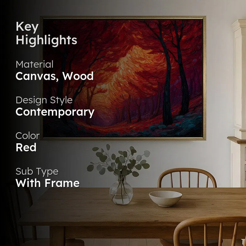 Fireleaf Forest Canvas Wall Painting With Frame media 2