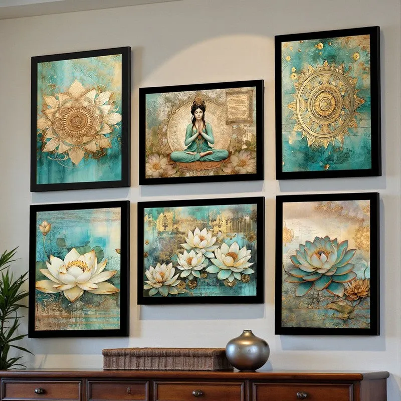 Lotus & Meditation Wall Art - Set Of Six media 1