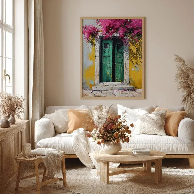 Bougainvillea Bliss Canvas Wall Painting - Brown Frame media 4